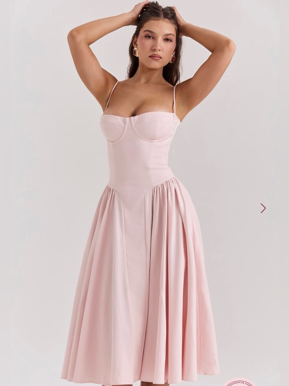 NWOT House of CB Samaria Blush Pink Midi Dress XS